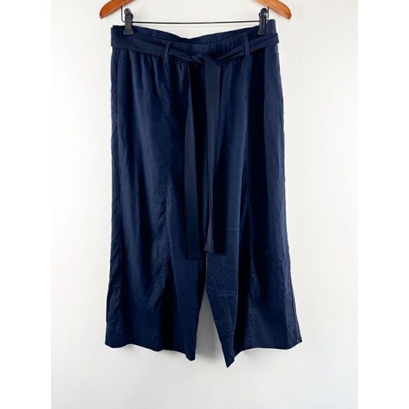 J. Jill Womens Sz Medium Petite Linen Stretch Wide Leg Cropped Pants Blue - Picture 5 of 8